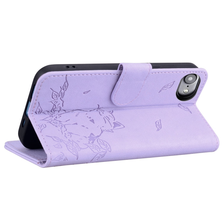 For iPhone 7 / 8 / SE 2022 Cute Cat Embossed Leather Phone Case