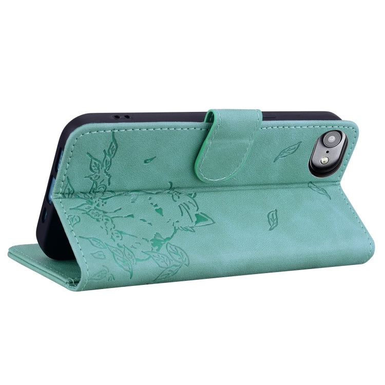 For iPhone 17e / 16e Cute Cat Embossed Leather Phone Case