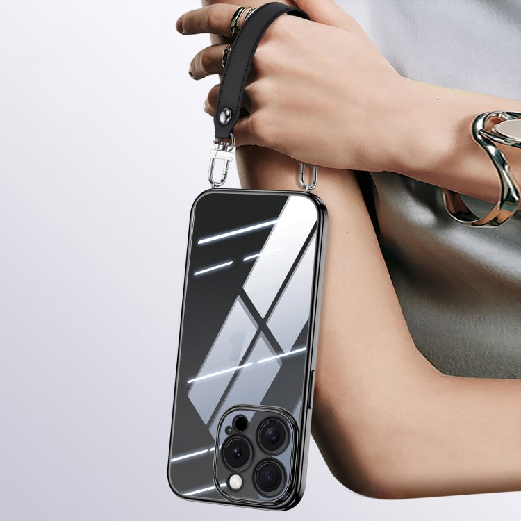 For iPhone 13 Pro SULADA  Electroplated Clear TPU Soft Frame Phone Case with Wrist Strap