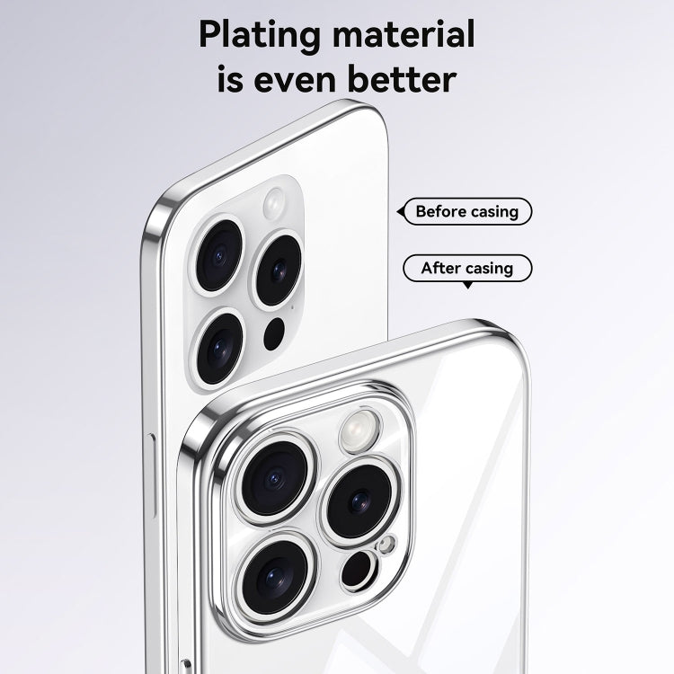 For iPhone 16 Plus SULADA  Electroplated Clear TPU Soft Frame Phone Case with Wrist Strap