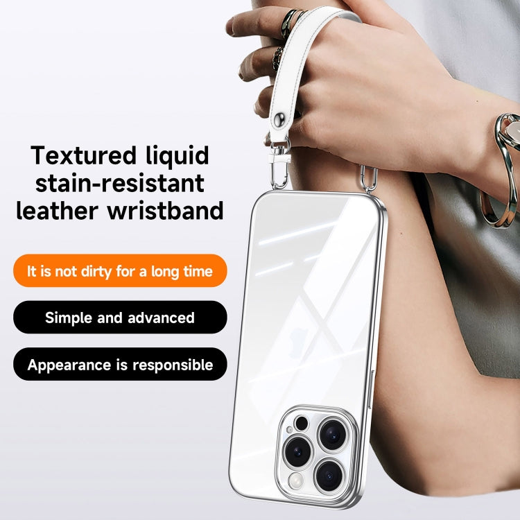 For iPhone 16 Plus SULADA  Electroplated Clear TPU Soft Frame Phone Case with Wrist Strap