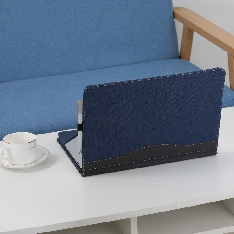 For Microsoft Surface Laptop Studio 2 Herringbone Texture Leather Laptop Protective Case - Dark Blue
