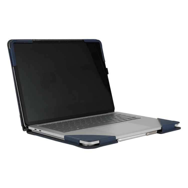 For Microsoft Surface Laptop Studio 2 Herringbone Texture Leather Laptop Protective Case - Dark Blue