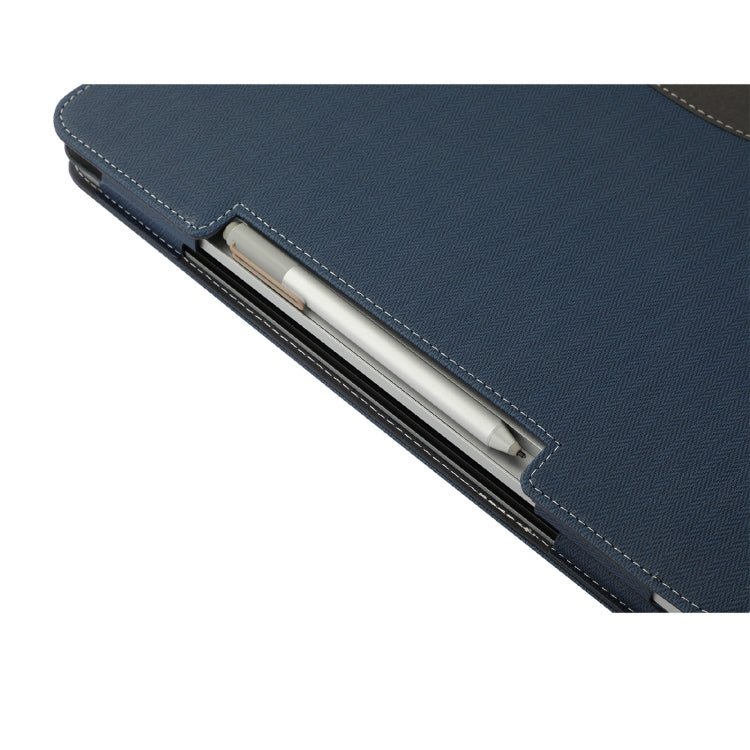 For Microsoft Surface Laptop Studio 2 Herringbone Texture Leather Laptop Protective Case - Dark Blue