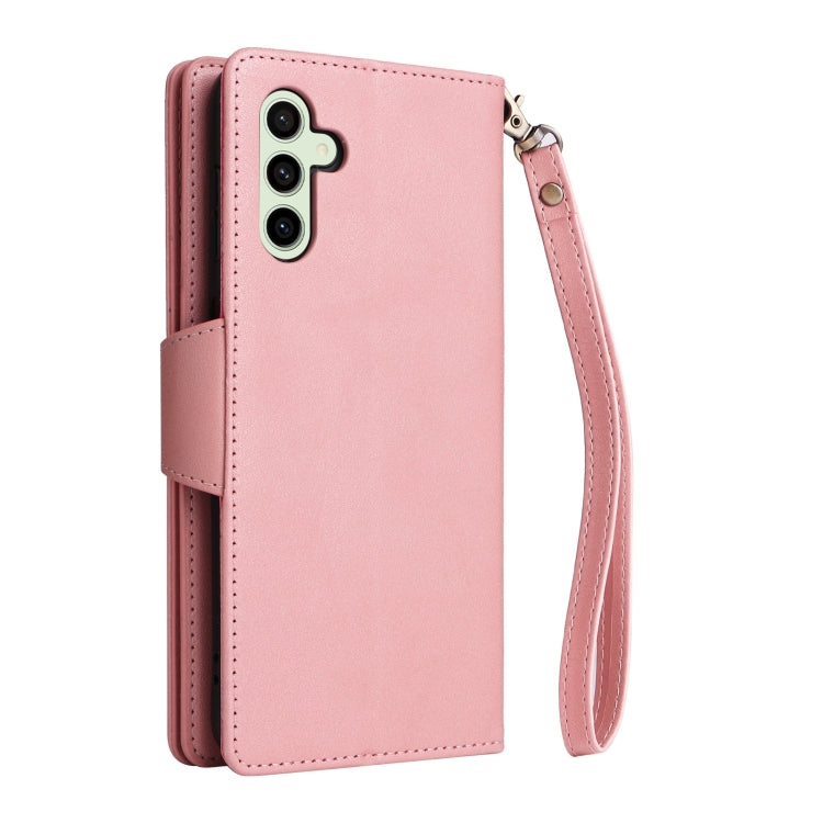 For Samsung Galaxy S24 FE 5G Rivet Buckle 9 Cards 3-Fold Wallet Leather Phone Case