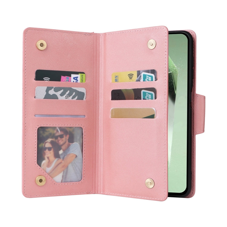 For Samsung Galaxy S24 FE 5G Rivet Buckle 9 Cards 3-Fold Wallet Leather Phone Case