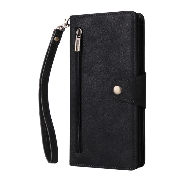 For Samsung Galaxy S24 FE 5G Rivet Buckle 9 Cards 3-Fold Wallet Leather Phone Case