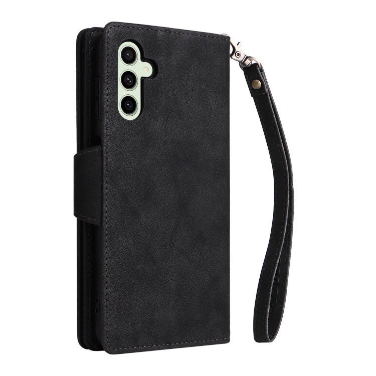 For Samsung Galaxy S24 FE 5G Rivet Buckle 9 Cards 3-Fold Wallet Leather Phone Case