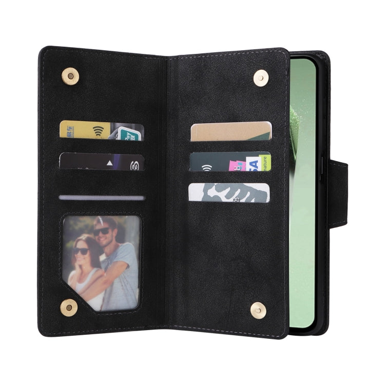 For Samsung Galaxy S24 FE 5G Rivet Buckle 9 Cards 3-Fold Wallet Leather Phone Case