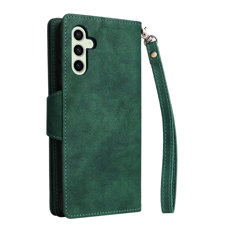 For Samsung Galaxy S24 FE 5G Rivet Buckle 9 Cards 3-Fold Wallet Leather Phone Case