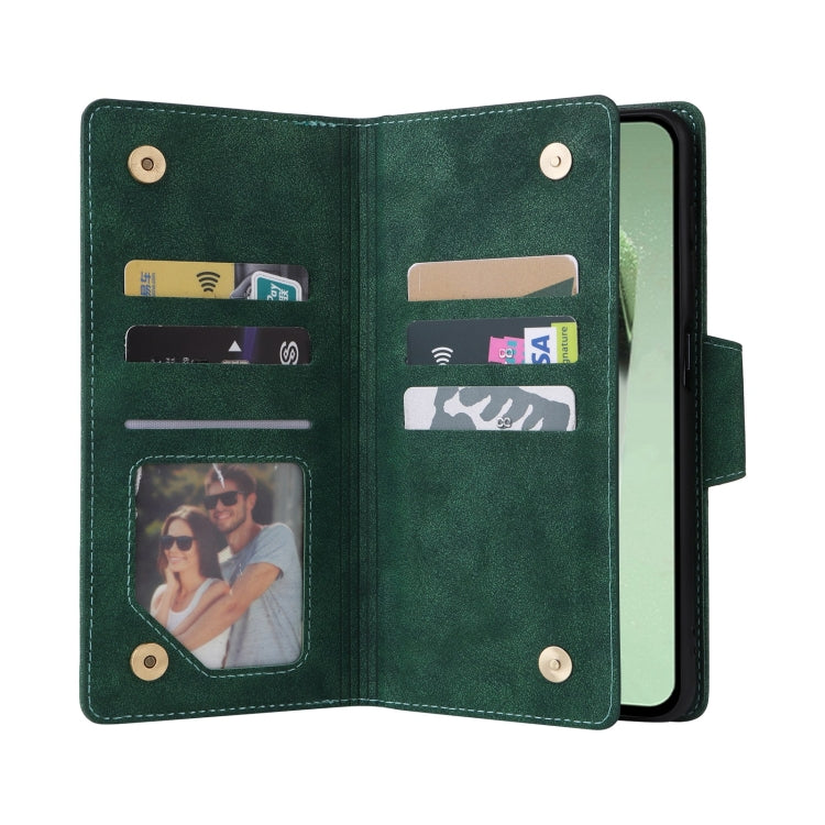 For Samsung Galaxy S24 FE 5G Rivet Buckle 9 Cards 3-Fold Wallet Leather Phone Case