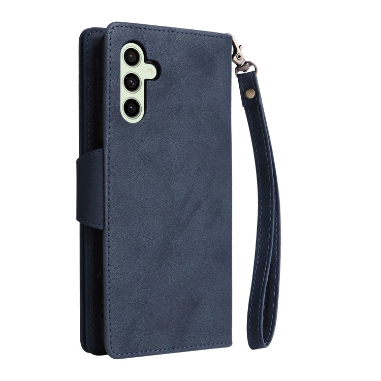 For Samsung Galaxy S24 FE 5G Rivet Buckle 9 Cards 3-Fold Wallet Leather Phone Case
