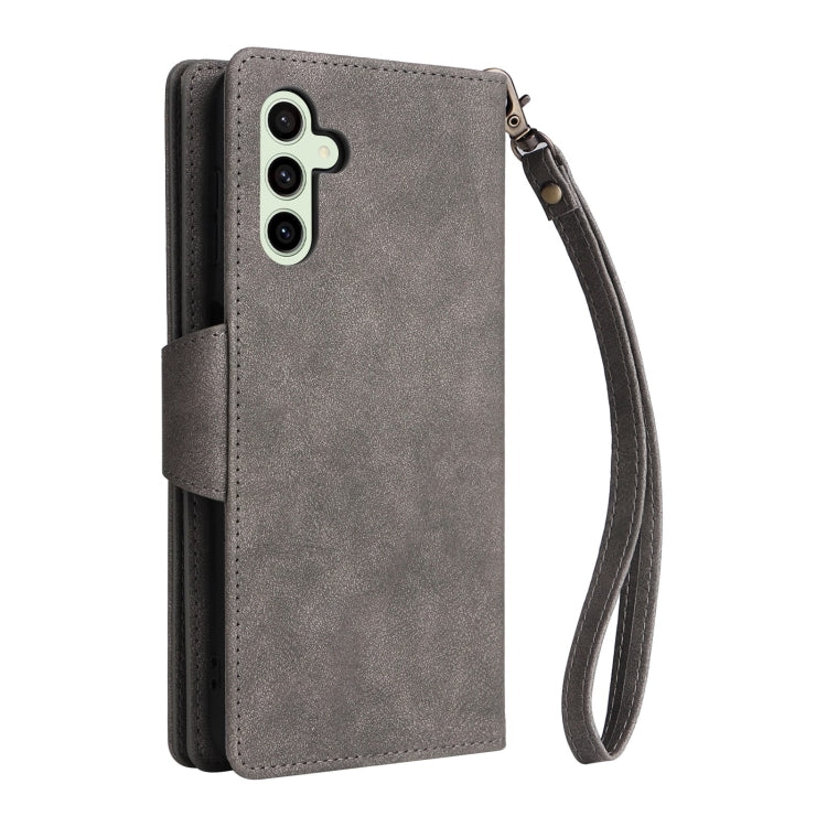 For Samsung Galaxy S24 FE 5G Rivet Buckle 9 Cards 3-Fold Wallet Leather Phone Case
