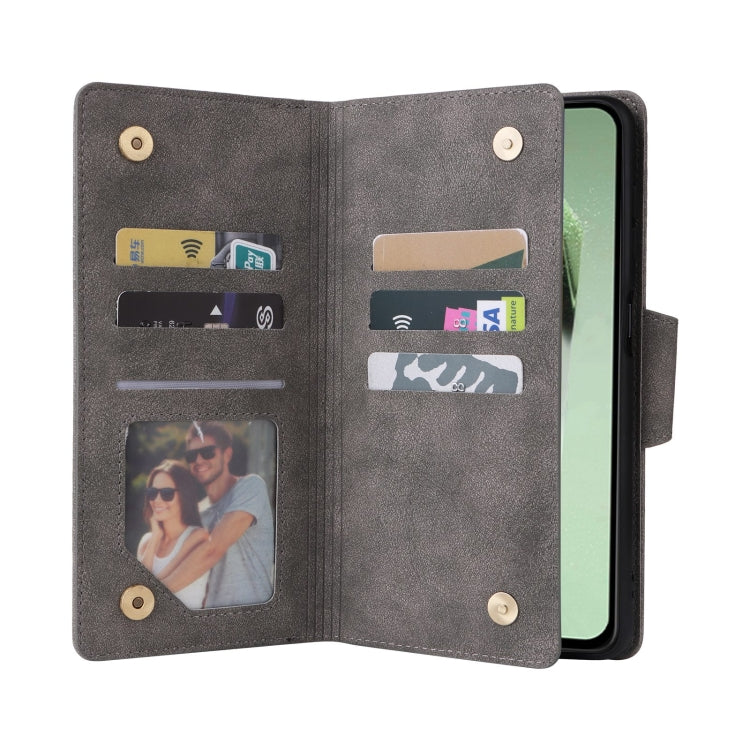 For Samsung Galaxy S24 FE 5G Rivet Buckle 9 Cards 3-Fold Wallet Leather Phone Case