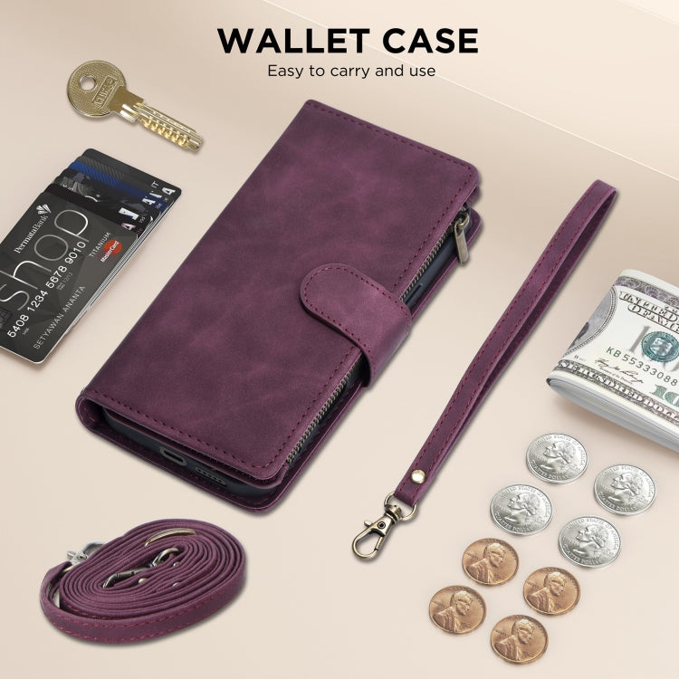 For Samsung Galaxy S24 FE 5G Multifunctional Crossbody Zipper Wallet Leather Phone Case