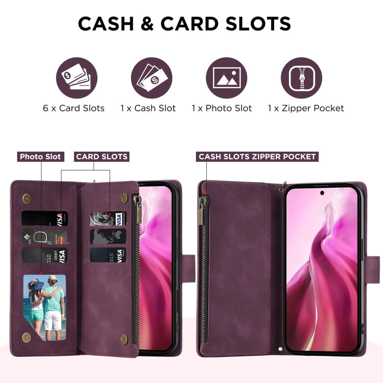 For Samsung Galaxy S24 FE 5G Multifunctional Crossbody Zipper Wallet Leather Phone Case