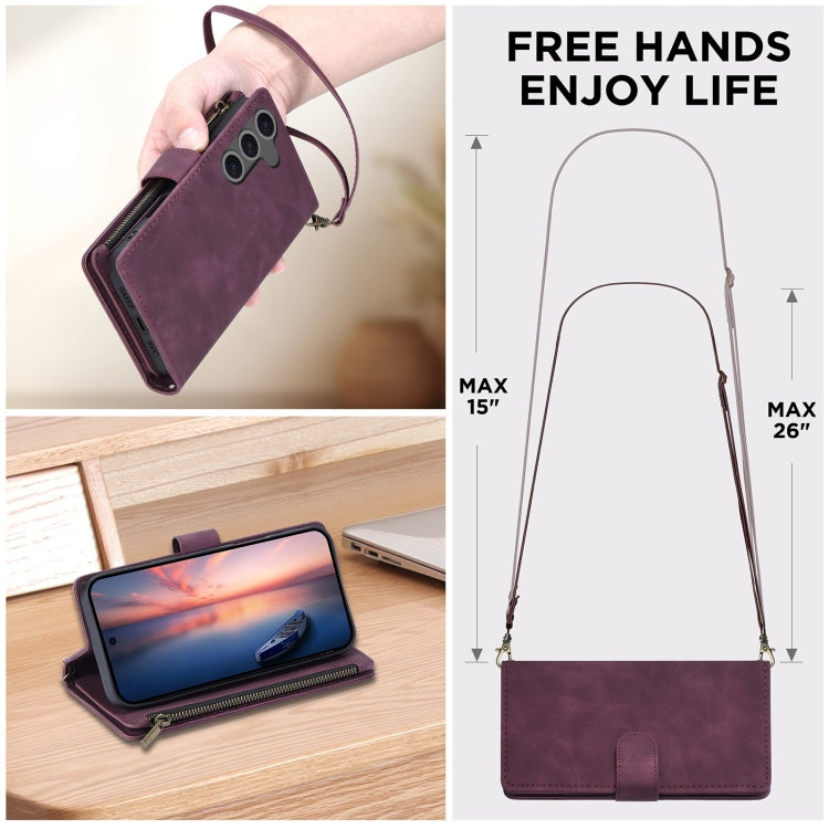 For Samsung Galaxy S24 FE 5G Multifunctional Crossbody Zipper Wallet Leather Phone Case