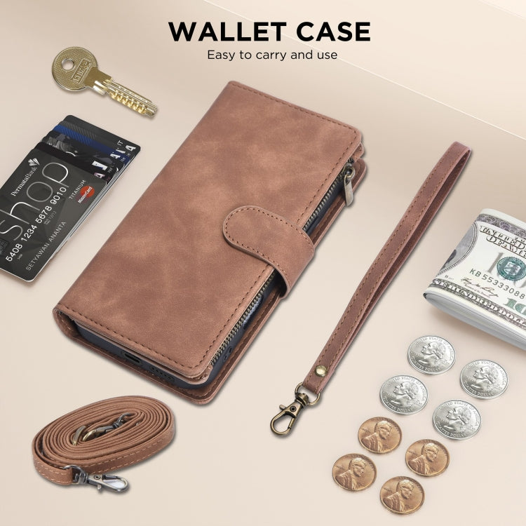 For Samsung Galaxy S24 FE 5G Multifunctional Crossbody Zipper Wallet Leather Phone Case