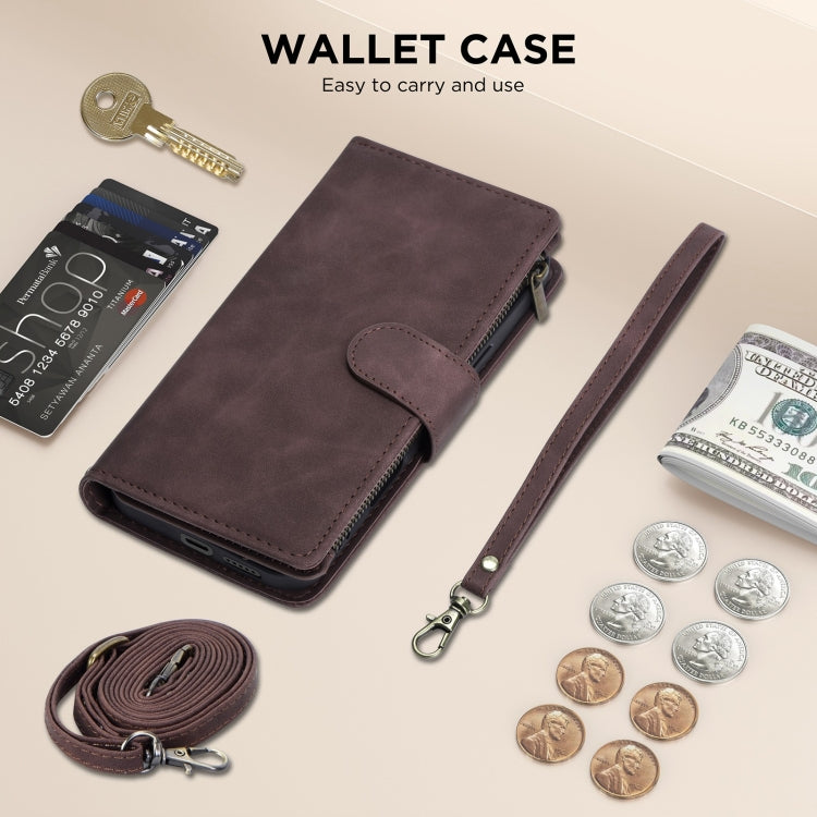 For Samsung Galaxy S24 FE 5G Multifunctional Crossbody Zipper Wallet Leather Phone Case