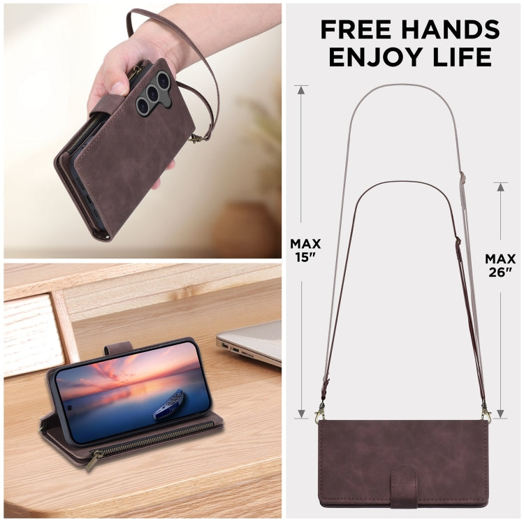 For Samsung Galaxy S24 FE 5G Multifunctional Crossbody Zipper Wallet Leather Phone Case