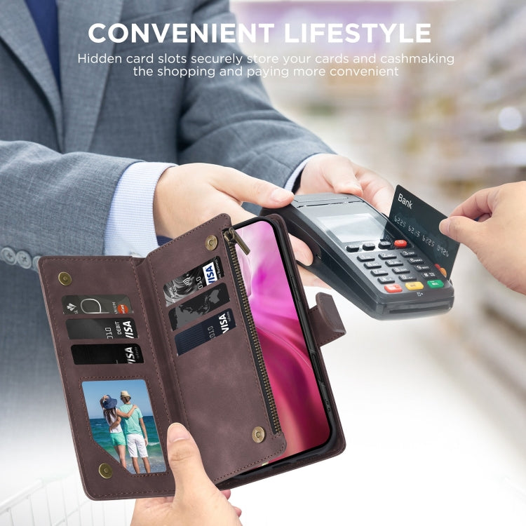 For Samsung Galaxy S24 FE 5G Multifunctional Crossbody Zipper Wallet Leather Phone Case