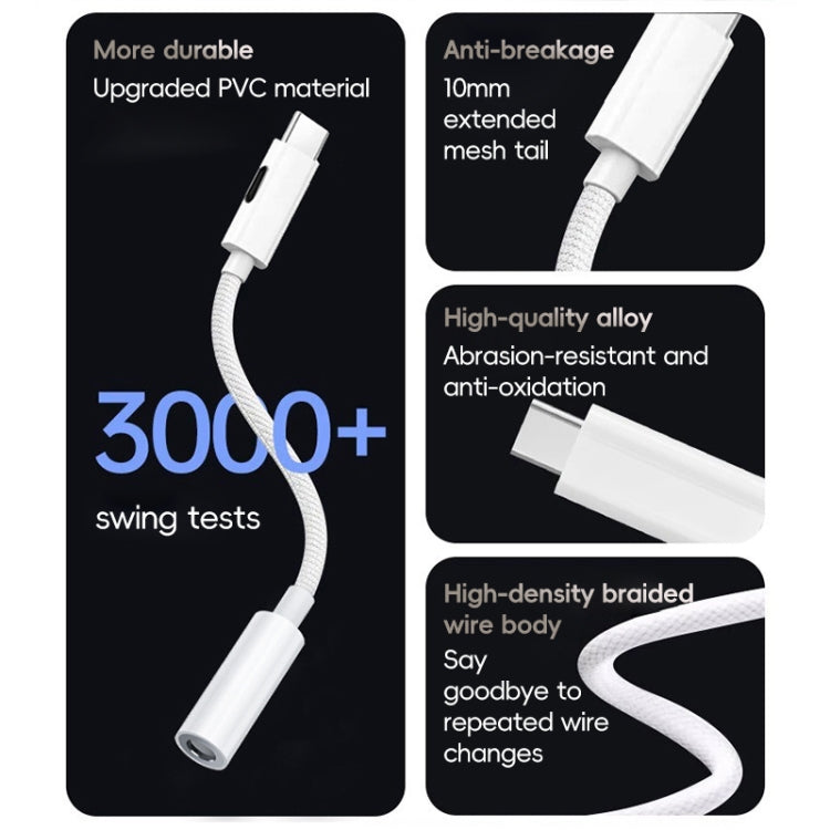 Type-C to 8 Pin / 3.5mm Audio Adapter Cable - White