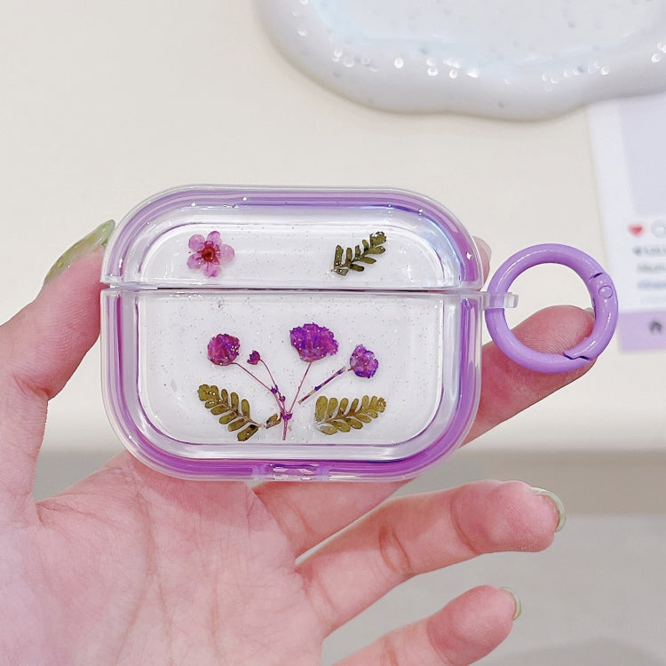 For AirPods 3 Glitter Starry Epoxy Dried Flowers Earbuds Box TPU Case