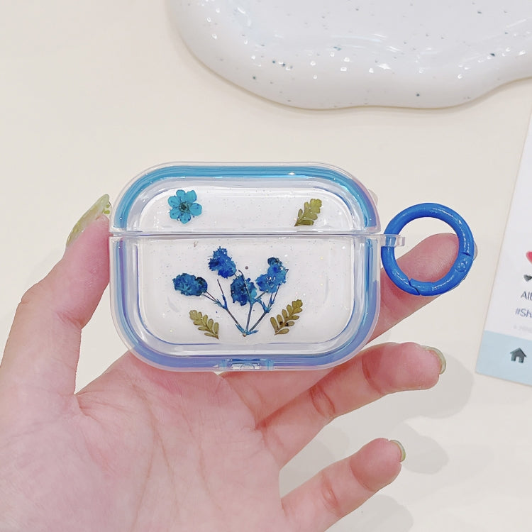 For AirPods 3 Glitter Starry Epoxy Dried Flowers Earbuds Box TPU Case