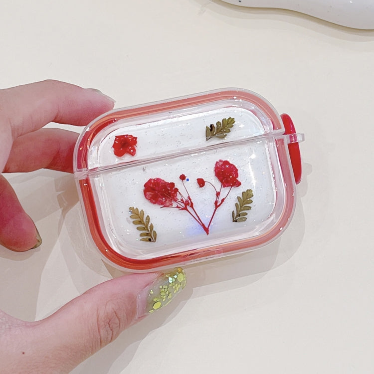 For AirPods 3 Glitter Starry Epoxy Dried Flowers Earbuds Box TPU Case
