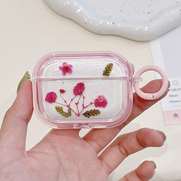 For AirPods 3 Glitter Starry Epoxy Dried Flowers Earbuds Box TPU Case
