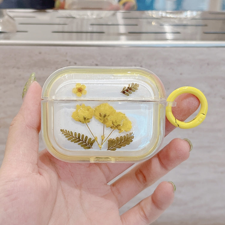For AirPods Pro Glitter Starry Epoxy Dried Flowers Earbuds Box TPU Case