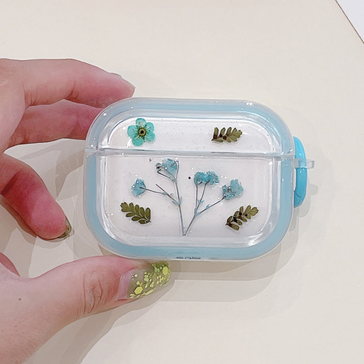 For AirPods Pro Glitter Starry Epoxy Dried Flowers Earbuds Box TPU Case