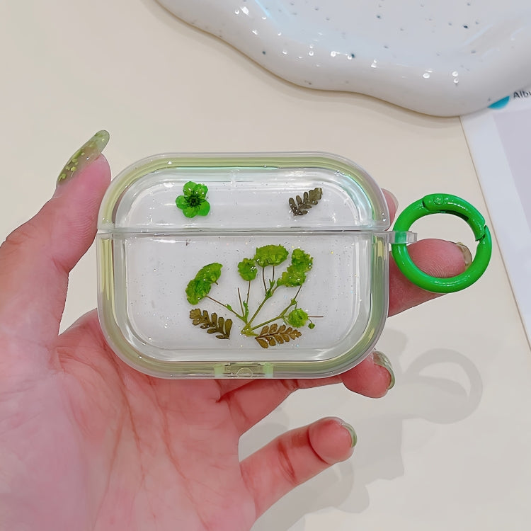 For AirPods Pro Glitter Starry Epoxy Dried Flowers Earbuds Box TPU Case