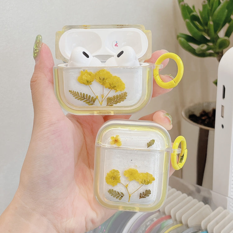 For AirPods 3 Glitter Starry Epoxy Dried Flowers Earbuds Box TPU Case