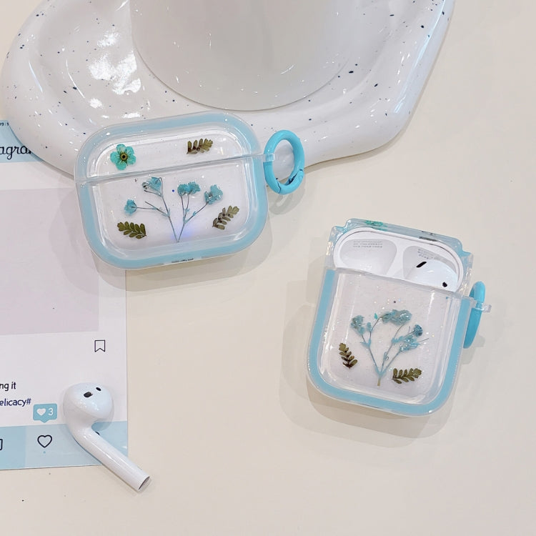 For AirPods 3 Glitter Starry Epoxy Dried Flowers Earbuds Box TPU Case