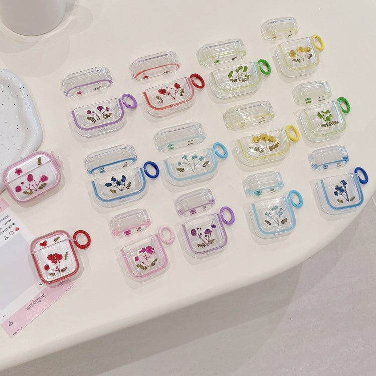 For AirPods 3 Glitter Starry Epoxy Dried Flowers Earbuds Box TPU Case