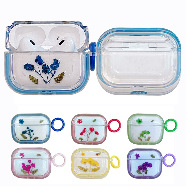 For AirPods 3 Glitter Starry Epoxy Dried Flowers Earbuds Box TPU Case