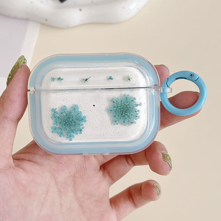 For AirPods 3 Glitter Snowflake Epoxy Dried Flowers Earbuds Box TPU Case