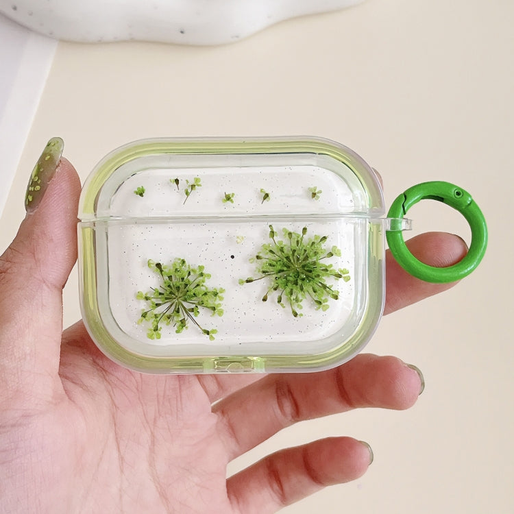 For AirPods 3 Glitter Snowflake Epoxy Dried Flowers Earbuds Box TPU Case