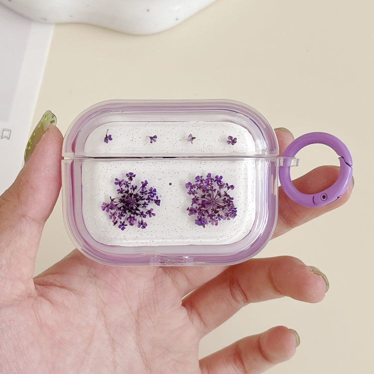 For AirPods Pro Glitter Snowflake Epoxy Dried Flowers Earbuds Box TPU Case