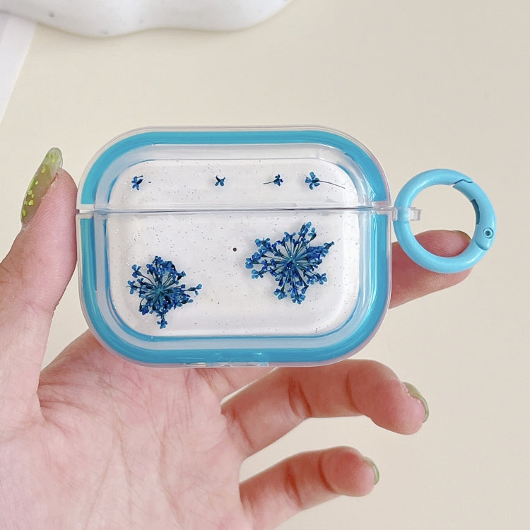For AirPods Pro Glitter Snowflake Epoxy Dried Flowers Earbuds Box TPU Case