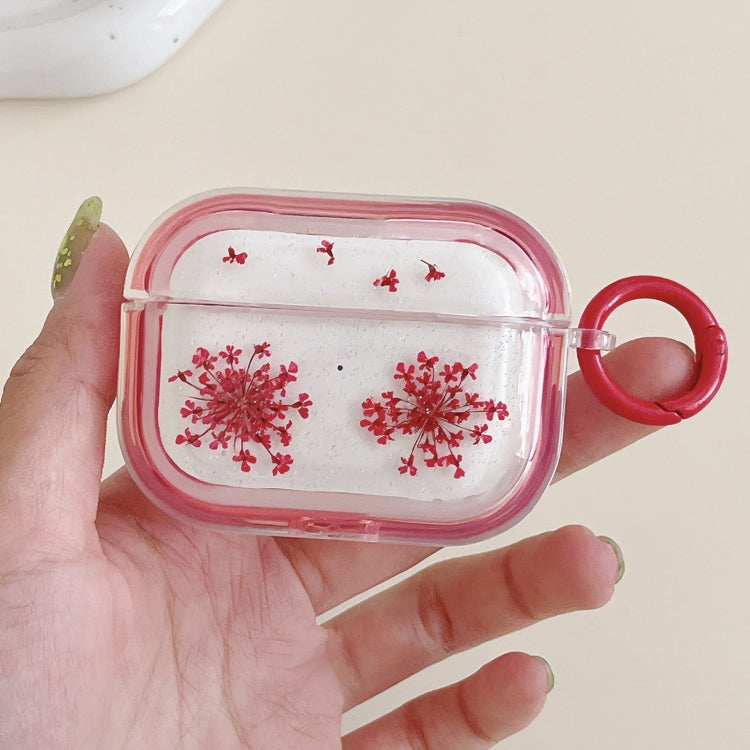 For AirPods Pro Glitter Snowflake Epoxy Dried Flowers Earbuds Box TPU Case