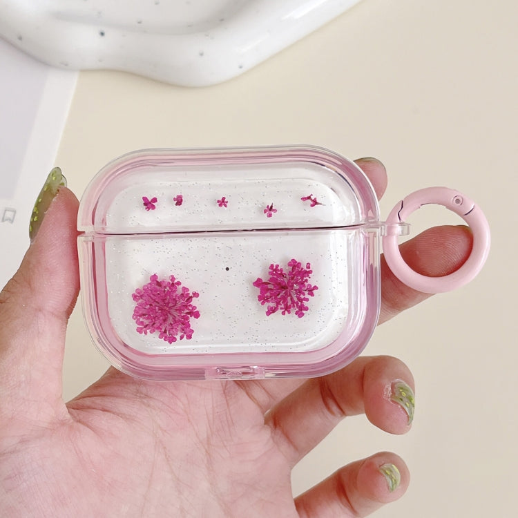For AirPods Pro Glitter Snowflake Epoxy Dried Flowers Earbuds Box TPU Case