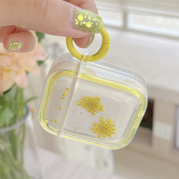 For AirPods Pro 2 Glitter Snowflake Epoxy Dried Flowers Earbuds Box TPU Case