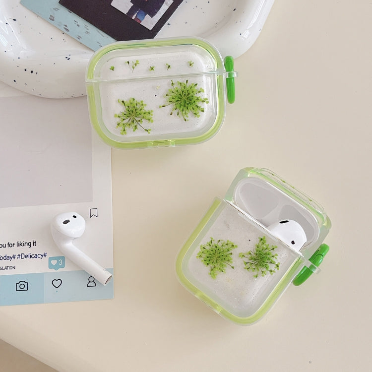 For AirPods Pro 2 Glitter Snowflake Epoxy Dried Flowers Earbuds Box TPU Case
