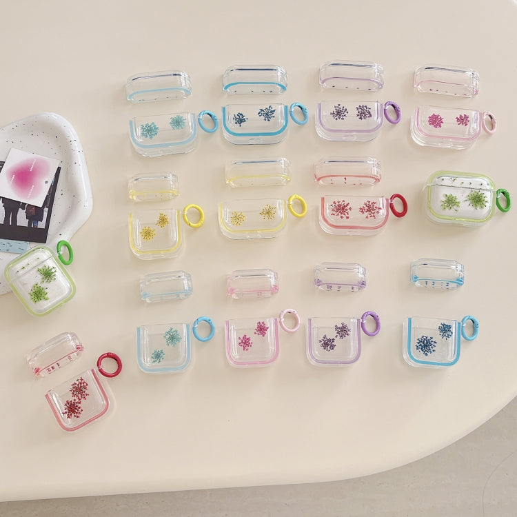 For AirPods 3 Glitter Snowflake Epoxy Dried Flowers Earbuds Box TPU Case