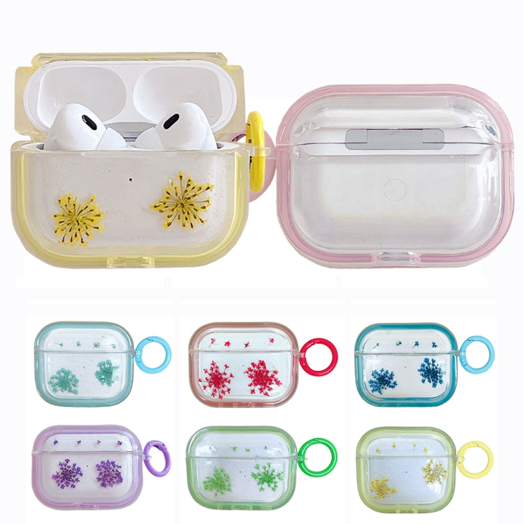 For AirPods 3 Glitter Snowflake Epoxy Dried Flowers Earbuds Box TPU Case