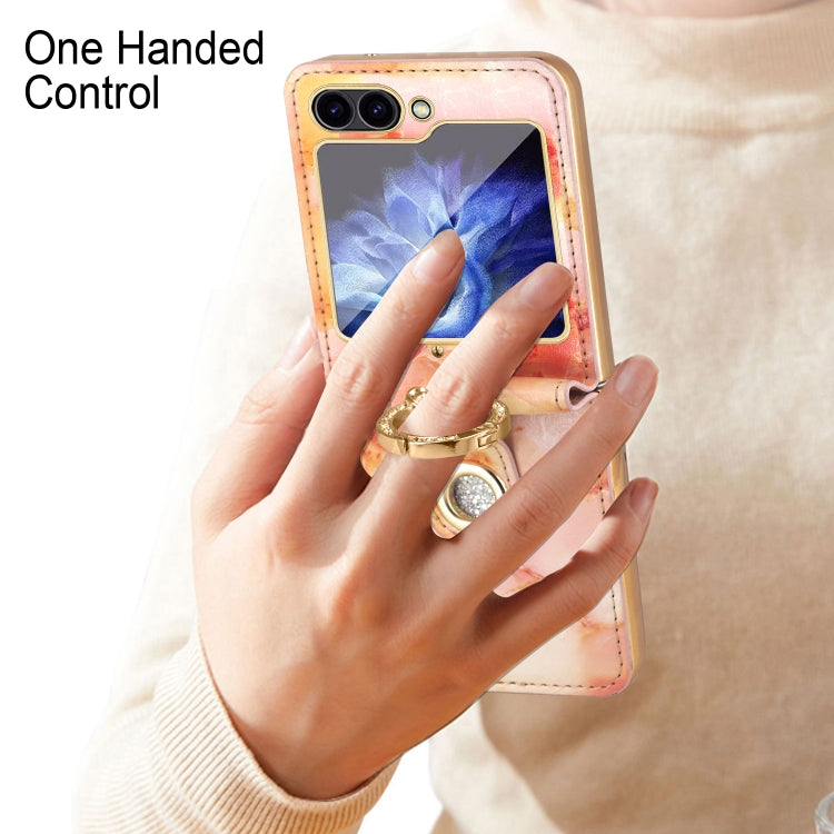 For Samsung Galaxy Z Flip6 / Flip7 FE Colorful Clouds Series Ring Hand-held PU Phone Case