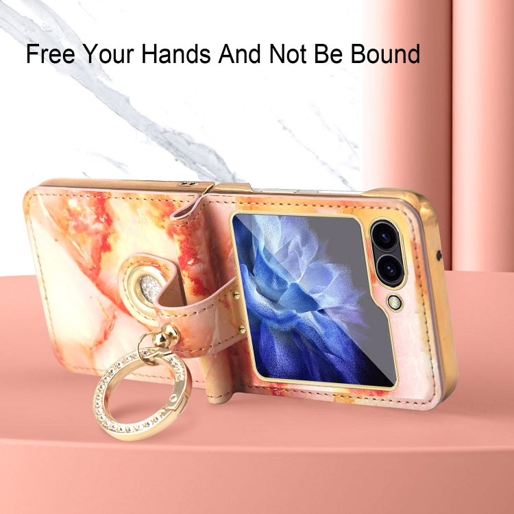 For Samsung Galaxy Z Flip6 / Flip7 FE Colorful Clouds Series Ring Hand-held PU Phone Case
