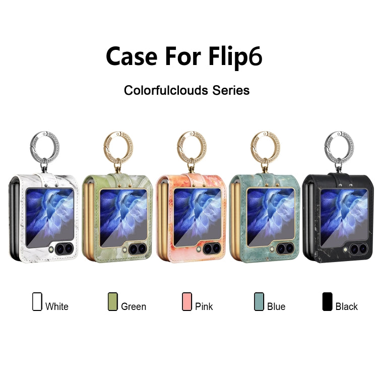 For Samsung Galaxy Z Flip6 / Flip7 FE Colorful Clouds Series Ring Hand-held PU Phone Case